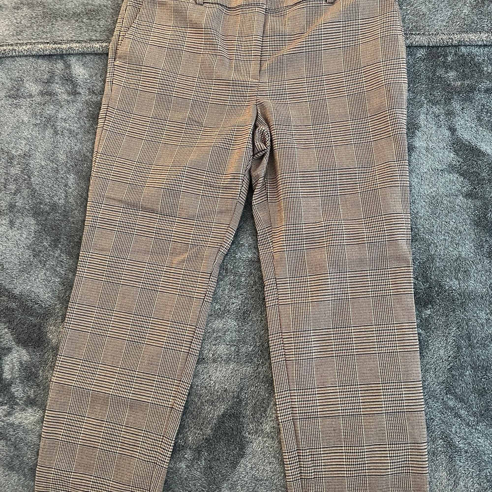 Ann Taylor Plaid Trousers in Brown and Black